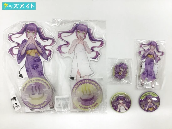 ホロライブ×極楽湯・RAKU SPAコラボ 常闇トワ 浴衣＆フロあがりver. アクリルスタンド, 缶バッジ