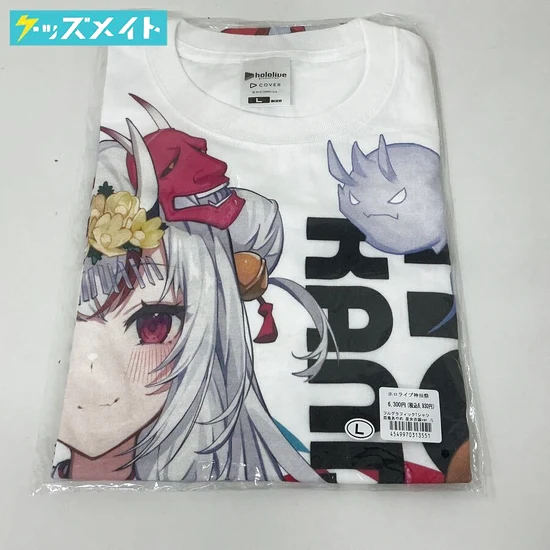 百鬼あやめ フルグラフィックTシャツ 巫女衣装ver. ホワイト Lサイズ ホロライブ神田祭2023