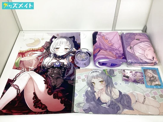 紫咲シオン 3周年記念グッズセット 直筆サイン入りポストカード ブランケット 目覚まし時計 他