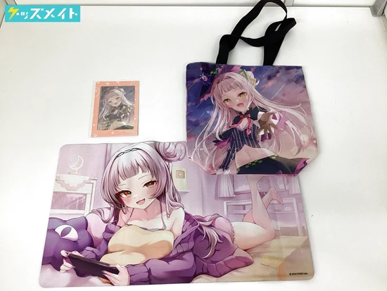 紫咲シオン 活動４周年記念 100万人記念 ラバーマット 直筆サイン入りポストカード