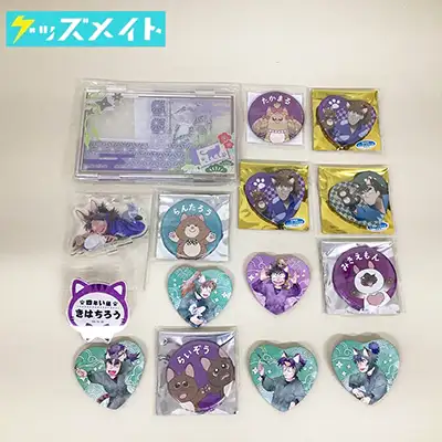 忍たま乱太郎 ナンジャタウン グッズ アートスタンド ハート缶バッジ アクリルバッジ 竹谷八左ヱ門 食満留三郎 他