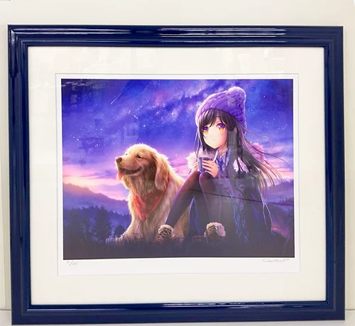 アールビバン 版画 ごとP わんこと夜明け前