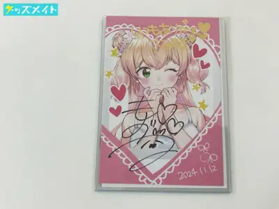 ホロライブ 桃鈴ねね 活動4周年記念 グッズ 直筆サイン & 箔押し複製 メッセージ入り チェキ風ブロマイドカード