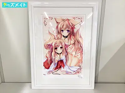 アールビバン 版画 萌木原ふみたけ ケモミミ親子