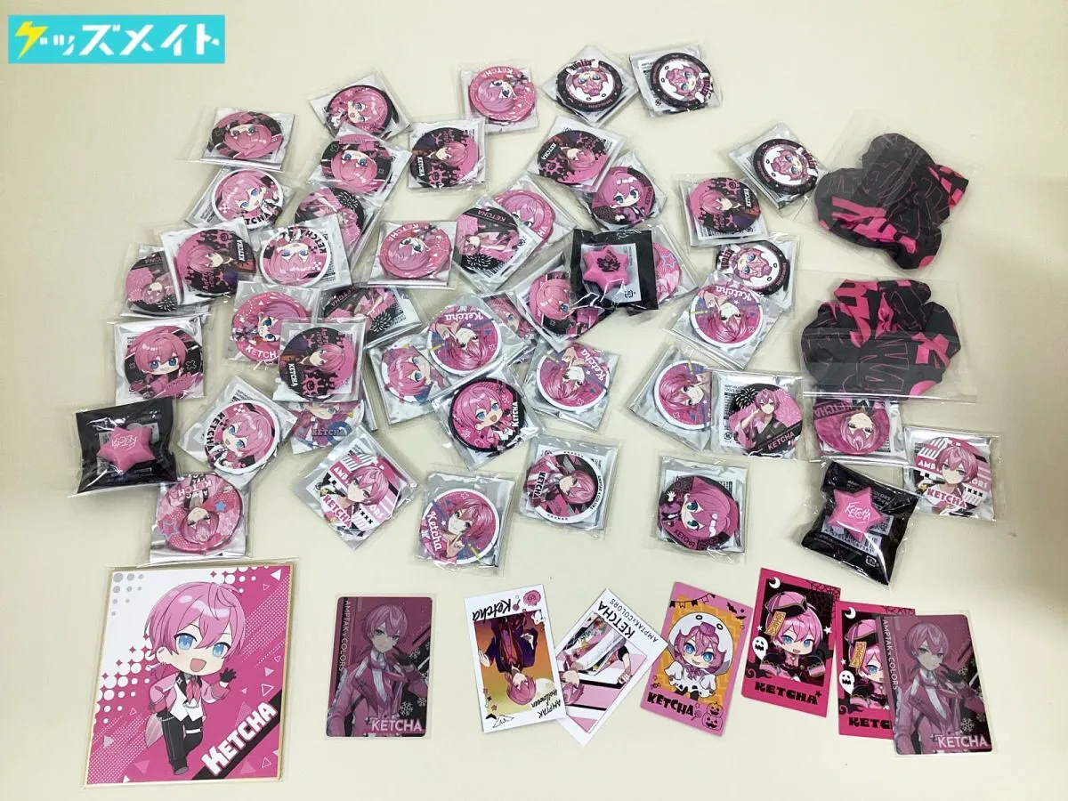  AMPTAKxCOLORS けちゃ グッズ 缶バッジ ミニ色紙 リングライト 他