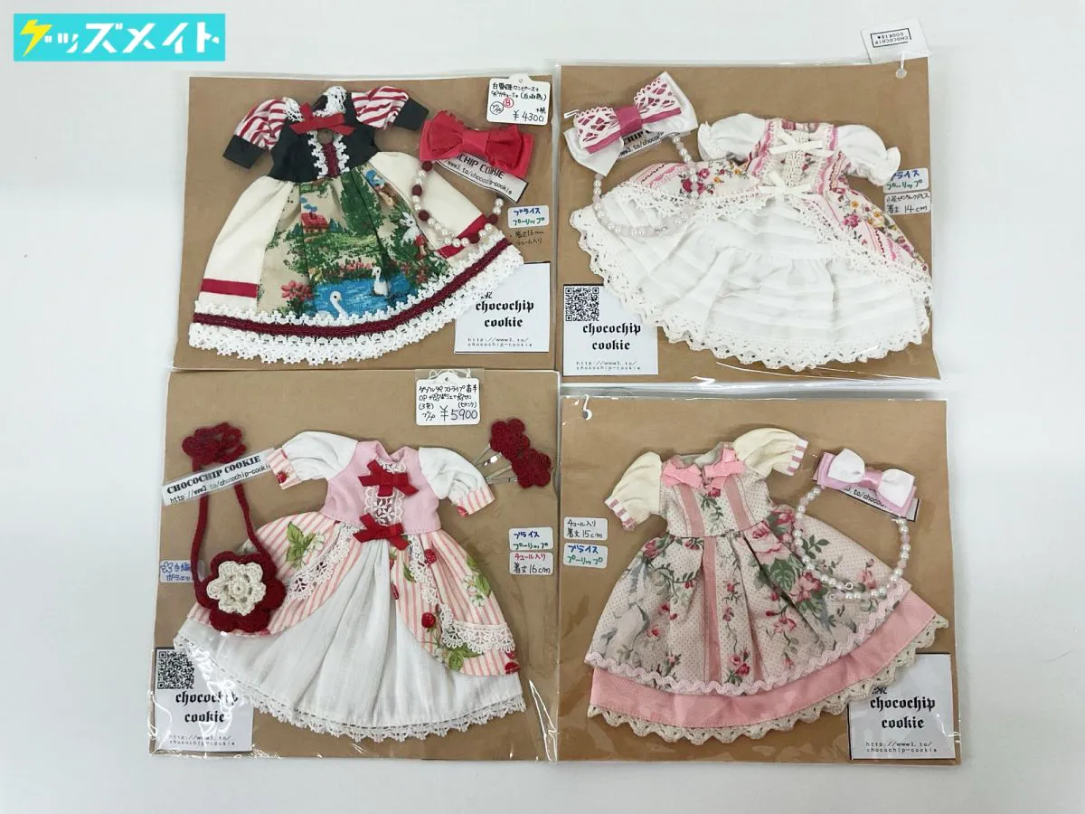 ドール衣装 CHOCOCHIP COOKIE ブライス/プーリップ サイズ 白雪姫ワンピース 白×白鳥 他