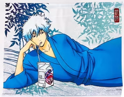 銀魂 アニメ描きおろしイラスト タペストリー 坂田銀時 買取実績価格